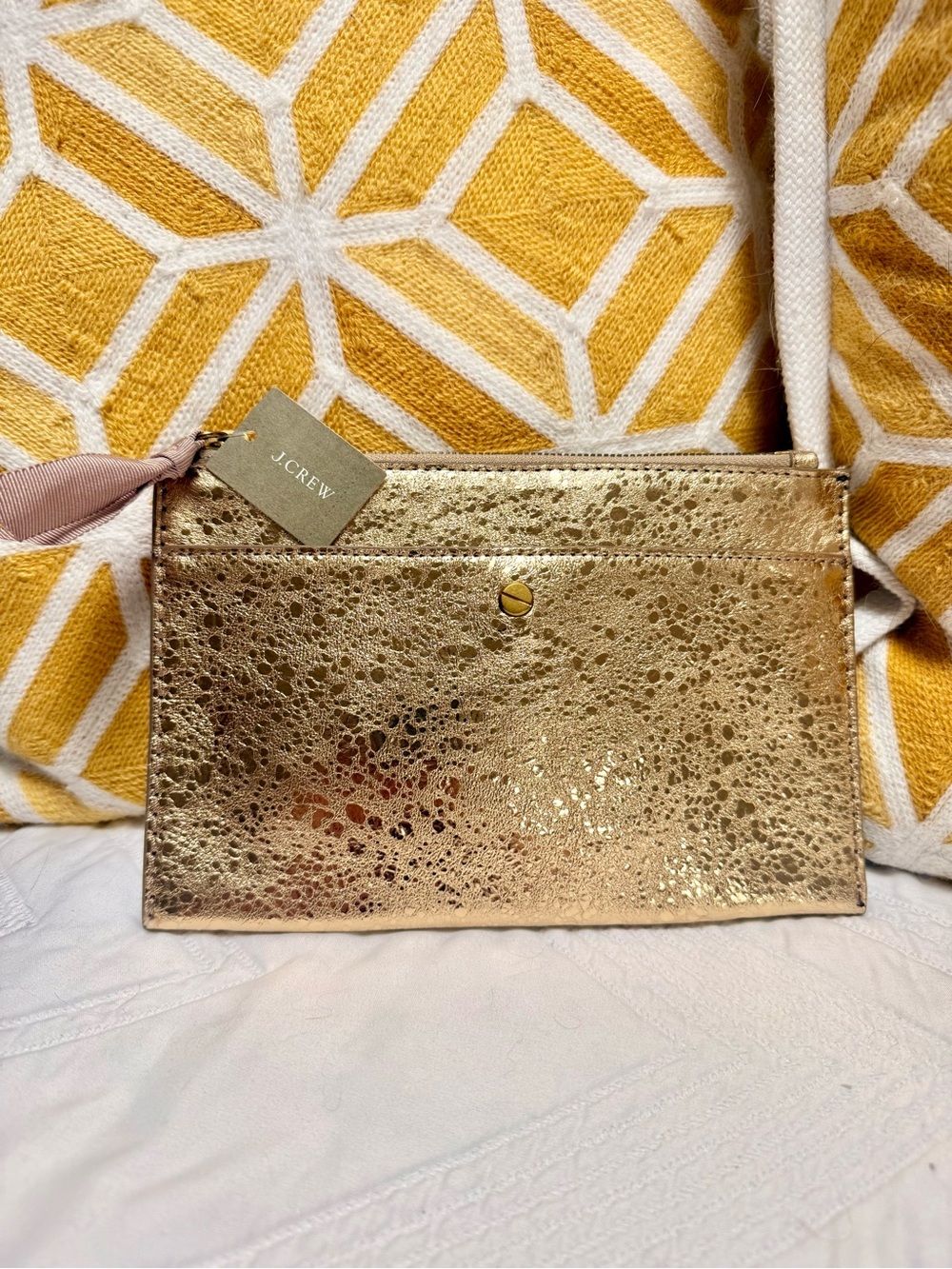 J. Crew Metallic Gold Crossbody Cardholder Bag